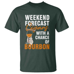 Weekend Forecast Cigars And Bourbon T Shirt Gift For Women TS12 Dark Forest Green Print Your Wear