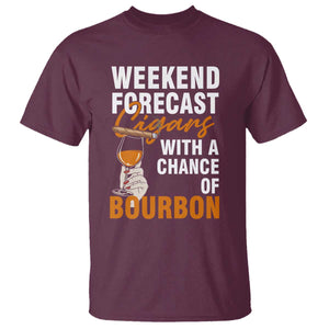 Weekend Forecast Cigars And Bourbon T Shirt Gift For Women TS12 Maroon Print Your Wear
