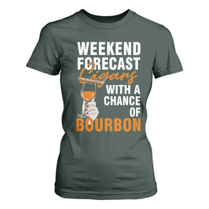 Weekend Forecast Cigars And Bourbon T Shirt For Women Gift For Women TS12 Dark Forest Green Print Your Wear