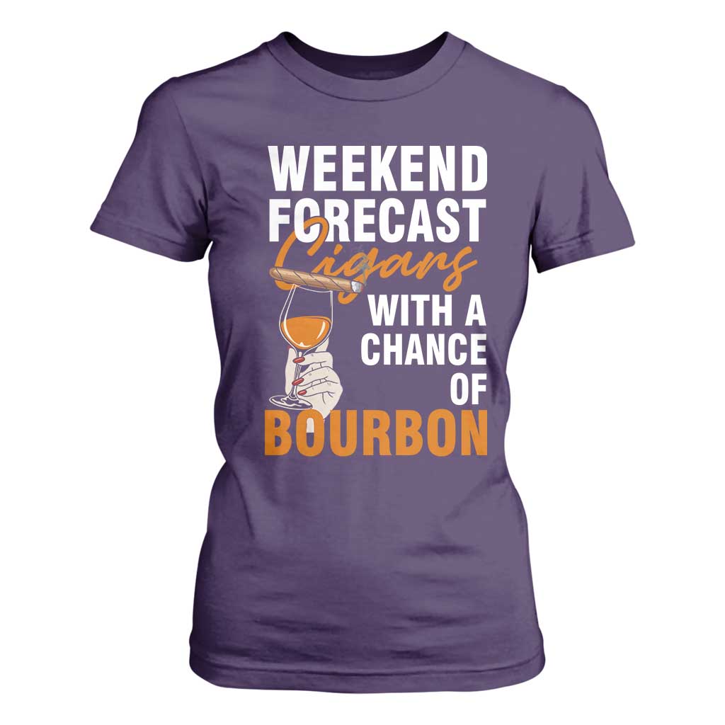 Weekend Forecast Cigars And Bourbon T Shirt For Women Gift For Women TS12 Purple Print Your Wear