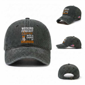 Weekend Forecast Cigars And Bourbon Washed Cotton Baseball Cap Gift For Women TS12 Washed Cap Universal Fit Dark Green Print Your Wear