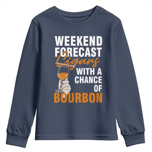 Weekend Forecast Cigars And Bourbon Youth Sweatshirt Gift For Women TS12 Navy Print Your Wear