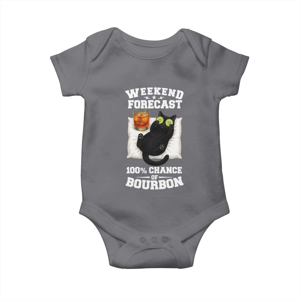 Funny Cat Drinking Baby Onesie Weekend Forecast 100% Chance Of Bourbon TS12 Charcoal Print Your Wear