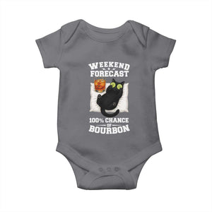 Funny Cat Drinking Baby Onesie Weekend Forecast 100% Chance Of Bourbon TS12 Charcoal Print Your Wear