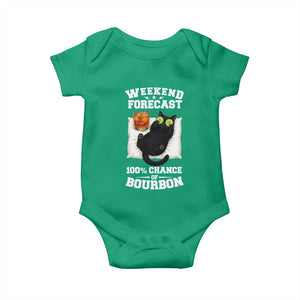 Funny Cat Drinking Baby Onesie Weekend Forecast 100% Chance Of Bourbon TS12 Irish Green Print Your Wear