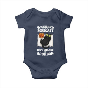 Funny Cat Drinking Baby Onesie Weekend Forecast 100% Chance Of Bourbon TS12 Navy Print Your Wear