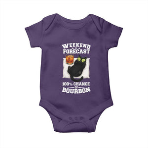 Funny Cat Drinking Baby Onesie Weekend Forecast 100% Chance Of Bourbon TS12 Purple Print Your Wear