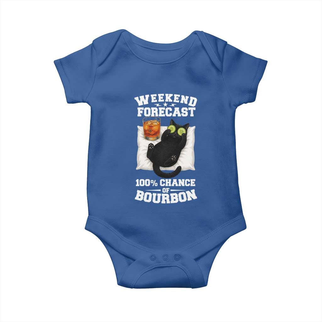 Funny Cat Drinking Baby Onesie Weekend Forecast 100% Chance Of Bourbon TS12 Royal Blue Print Your Wear