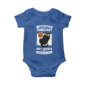 Funny Cat Drinking Baby Onesie Weekend Forecast 100% Chance Of Bourbon TS12 Royal Blue Print Your Wear