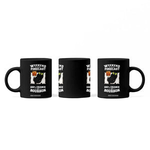 Funny Cat Drinking Coffee Mug Weekend Forecast 100% Chance Of Bourbon TS12 Print Your Wear