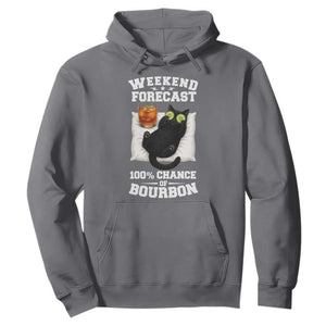 Funny Cat Drinking Hoodie Weekend Forecast 100% Chance Of Bourbon TS12 Charcoal Print Your Wear
