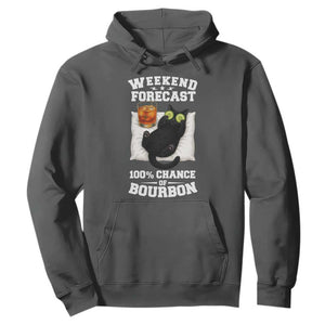 Funny Cat Drinking Hoodie Weekend Forecast 100% Chance Of Bourbon TS12 Dark Heather Print Your Wear