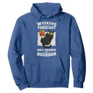 Funny Cat Drinking Hoodie Weekend Forecast 100% Chance Of Bourbon TS12 Royal Blue Print Your Wear