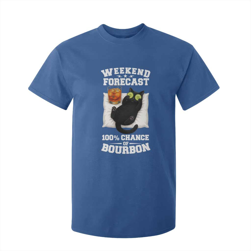 Funny Cat Drinking T Shirt For Kid Weekend Forecast 100% Chance Of Bourbon TS12 Royal Blue Print Your Wear