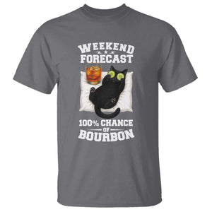 Funny Cat Drinking T Shirt Weekend Forecast 100% Chance Of Bourbon TS12 Charcoal Print Your Wear