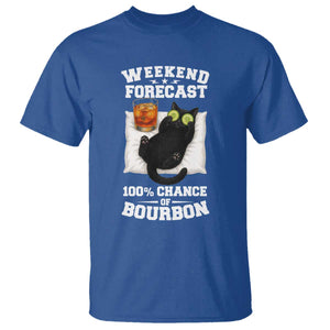 Funny Cat Drinking T Shirt Weekend Forecast 100% Chance Of Bourbon TS12 Royal Blue Print Your Wear