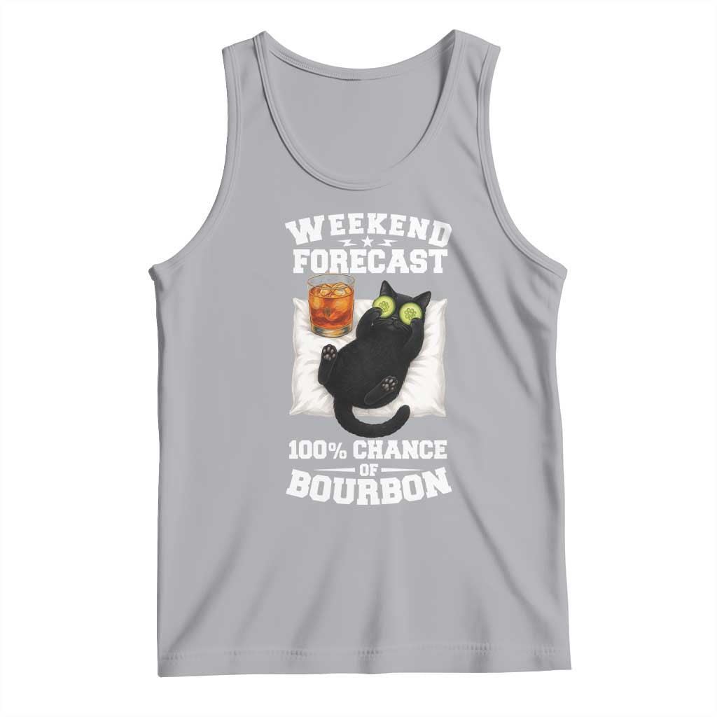 Funny Cat Drinking Tank Top Weekend Forecast 100% Chance Of Bourbon TS12 Athletic Heather Print Your Wear
