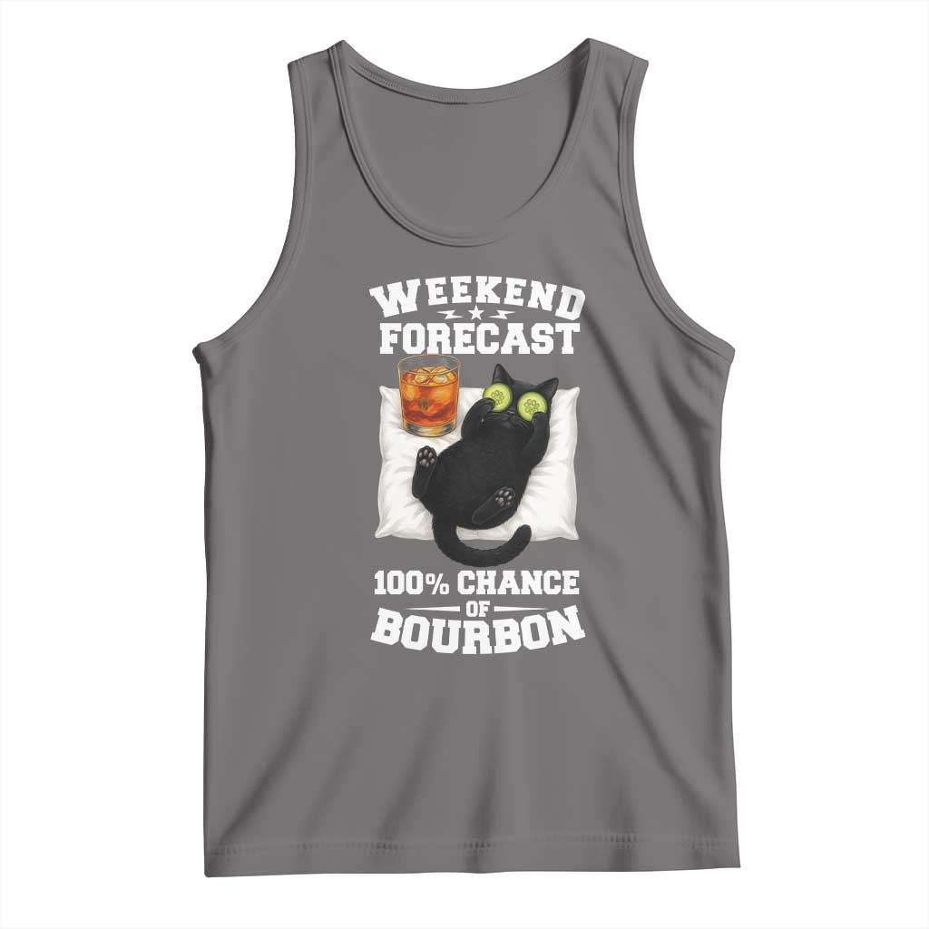 Funny Cat Drinking Tank Top Weekend Forecast 100% Chance Of Bourbon TS12 Deep Heather Print Your Wear