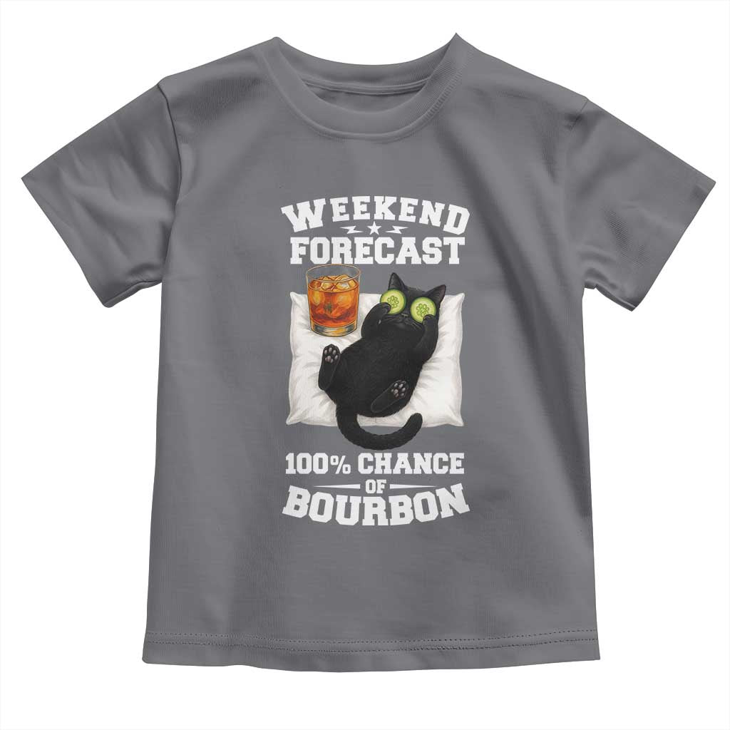 Funny Cat Drinking Toddler T Shirt Weekend Forecast 100% Chance Of Bourbon TS12 Charcoal Print Your Wear