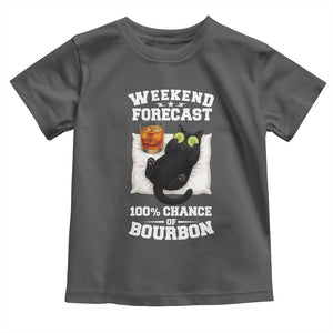 Funny Cat Drinking Toddler T Shirt Weekend Forecast 100% Chance Of Bourbon TS12 Dark Heather Print Your Wear