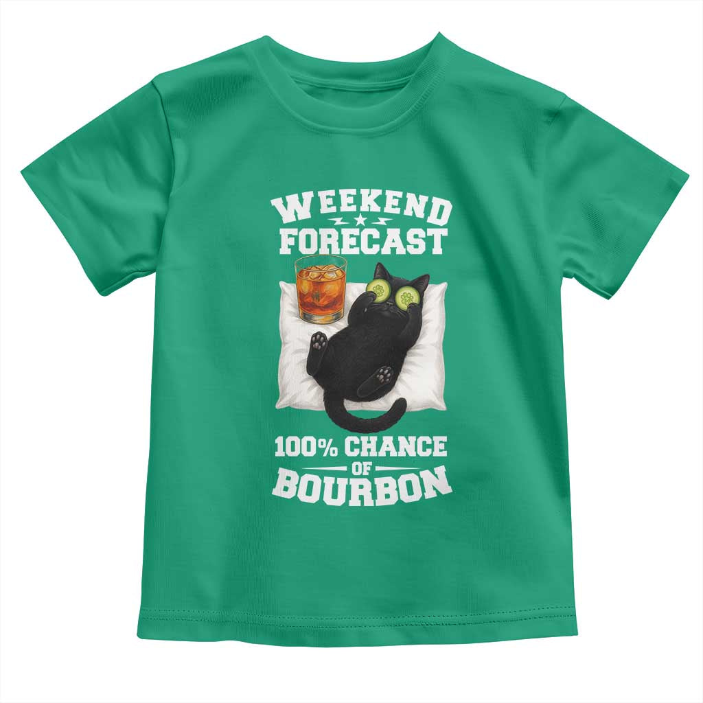 Funny Cat Drinking Toddler T Shirt Weekend Forecast 100% Chance Of Bourbon TS12 Irish Green Print Your Wear