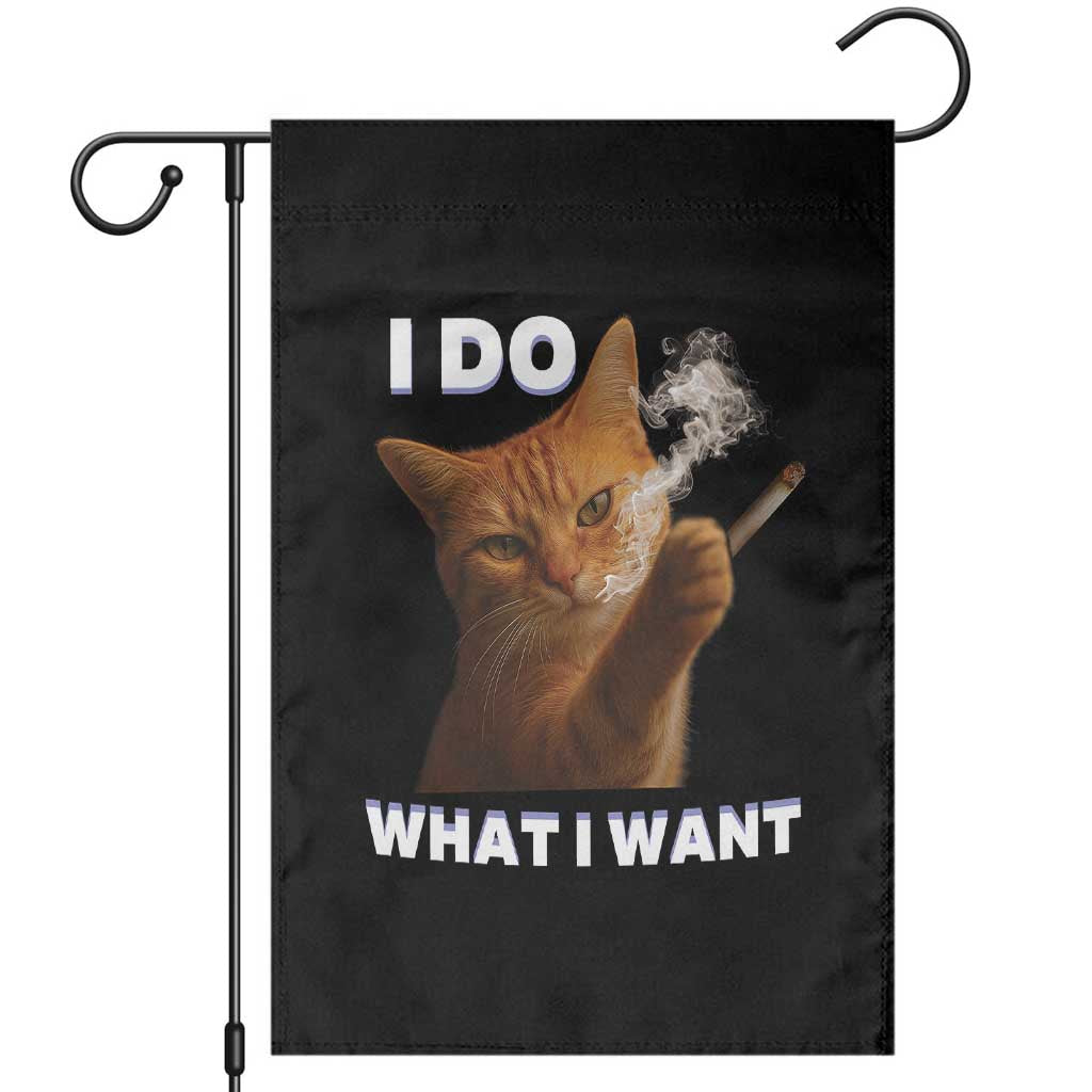 Funny Smoking Cat Garden Flag I Do What I Want Sarcastic Cats Meme TS12 Black Print Your Wear