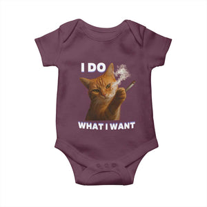Funny Smoking Cat Baby Onesie I Do What I Want Sarcastic Cats Meme TS12 Maroon Print Your Wear