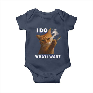 Funny Smoking Cat Baby Onesie I Do What I Want Sarcastic Cats Meme TS12 Navy Print Your Wear