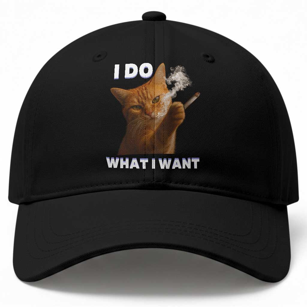 Funny Smoking Cat Baseball Cap I Do What I Want Sarcastic Cats Meme TS12 Print Your Wear