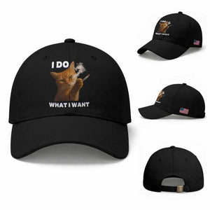 Funny Smoking Cat Baseball Cap I Do What I Want Sarcastic Cats Meme TS12 Baseball Cap Universal Fit Black Print Your Wear