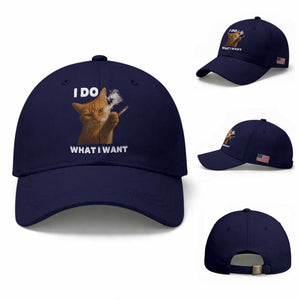 Funny Smoking Cat Baseball Cap I Do What I Want Sarcastic Cats Meme TS12 Baseball Cap Universal Fit Dark Blue Print Your Wear