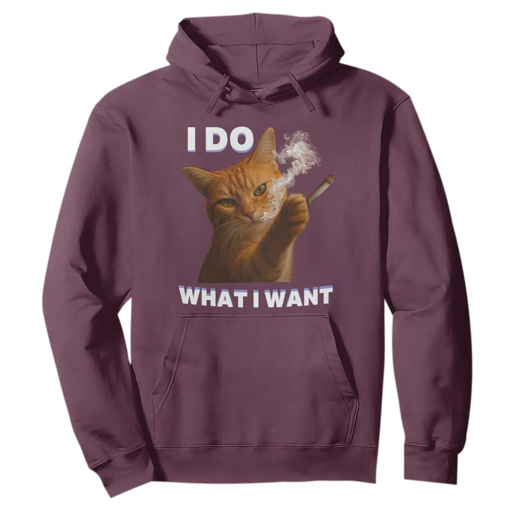 Funny Smoking Cat Hoodie I Do What I Want Sarcastic Cats Meme TS12 Maroon Print Your Wear