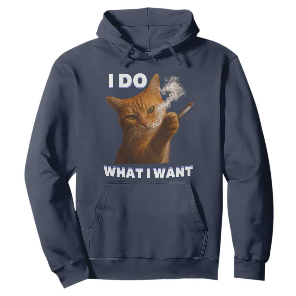 Funny Smoking Cat Hoodie I Do What I Want Sarcastic Cats Meme TS12 Navy Print Your Wear