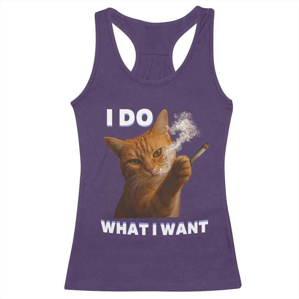 Funny Smoking Cat Racerback Tank Top I Do What I Want Sarcastic Cats Meme TS12 Purple Print Your Wear