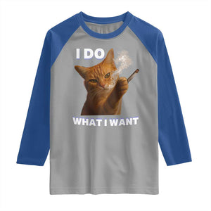 Funny Smoking Cat Raglan Shirt I Do What I Want Sarcastic Cats Meme TS12 Sport Gray Royal Print Your Wear