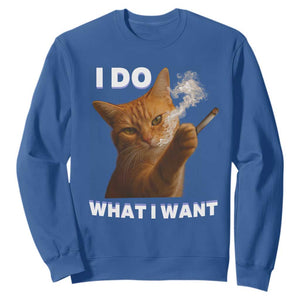 Funny Smoking Cat Sweatshirt I Do What I Want Sarcastic Cats Meme TS12 Royal Blue Print Your Wear