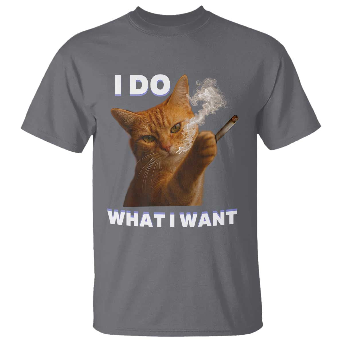 Funny Smoking Cat T Shirt I Do What I Want Sarcastic Cats Meme TS12 Charcoal Print Your Wear
