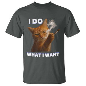 Funny Smoking Cat T Shirt I Do What I Want Sarcastic Cats Meme TS12 Dark Heather Print Your Wear