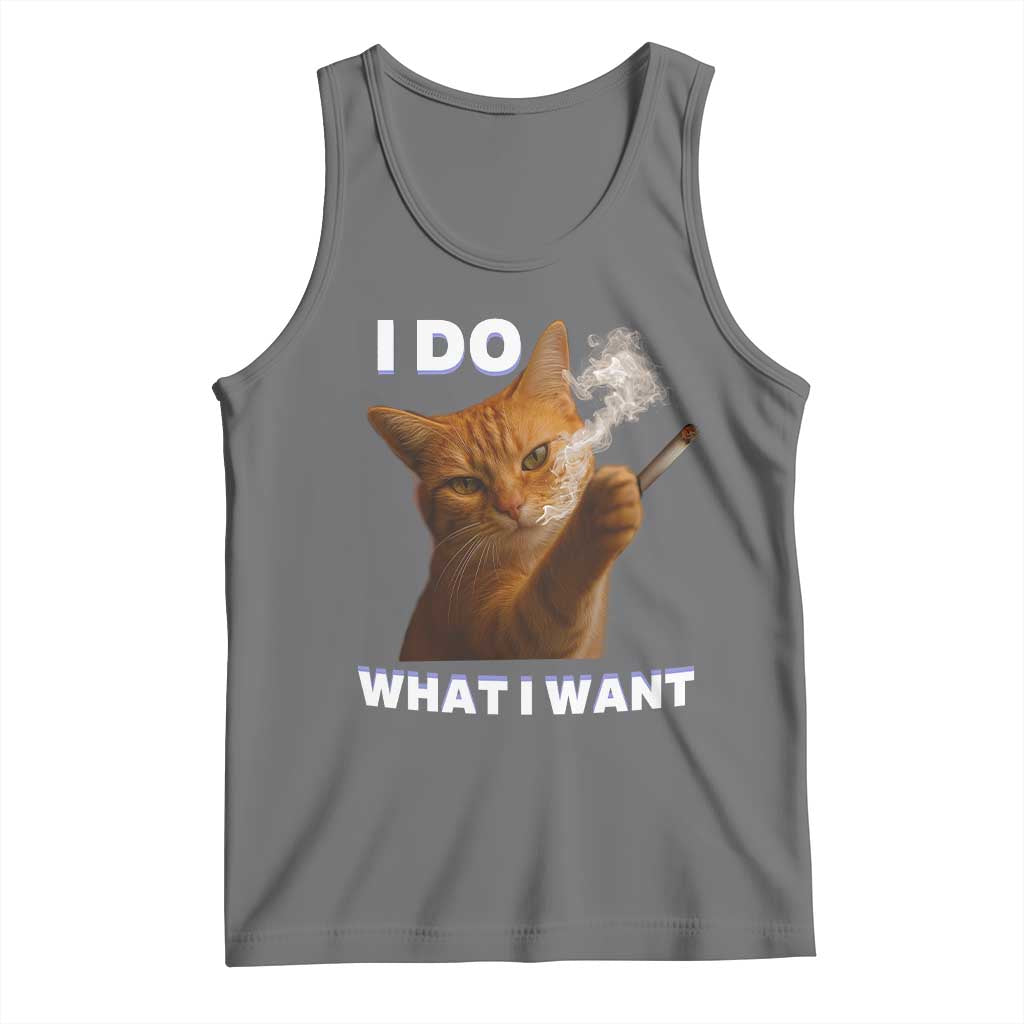 Funny Smoking Cat Tank Top I Do What I Want Sarcastic Cats Meme TS12 Black Heather Print Your Wear