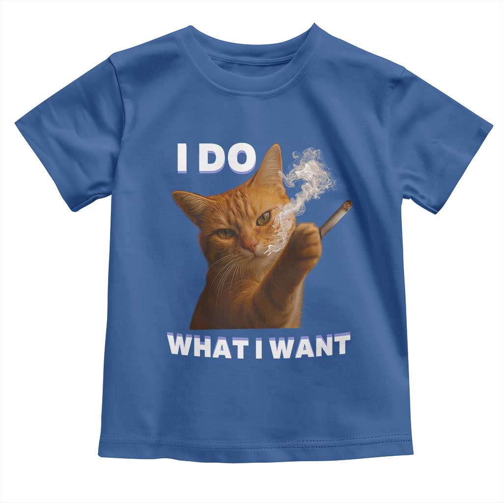 Funny Smoking Cat Toddler T Shirt I Do What I Want Sarcastic Cats Meme TS12 Royal Blue Print Your Wear