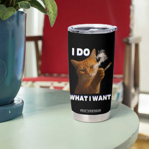 Funny Smoking Cat Tumbler Cup I Do What I Want Sarcastic Cats Meme TS12 Print Your Wear