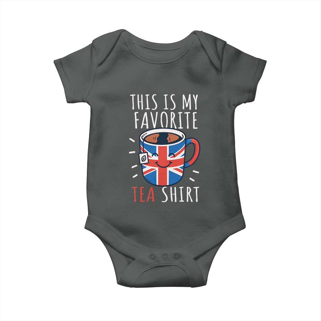 Funny Tea Lover Baby Onesie This Is My Favorite Tea Shirt Party UK Flag TS12 Dark Heather Print Your Wear