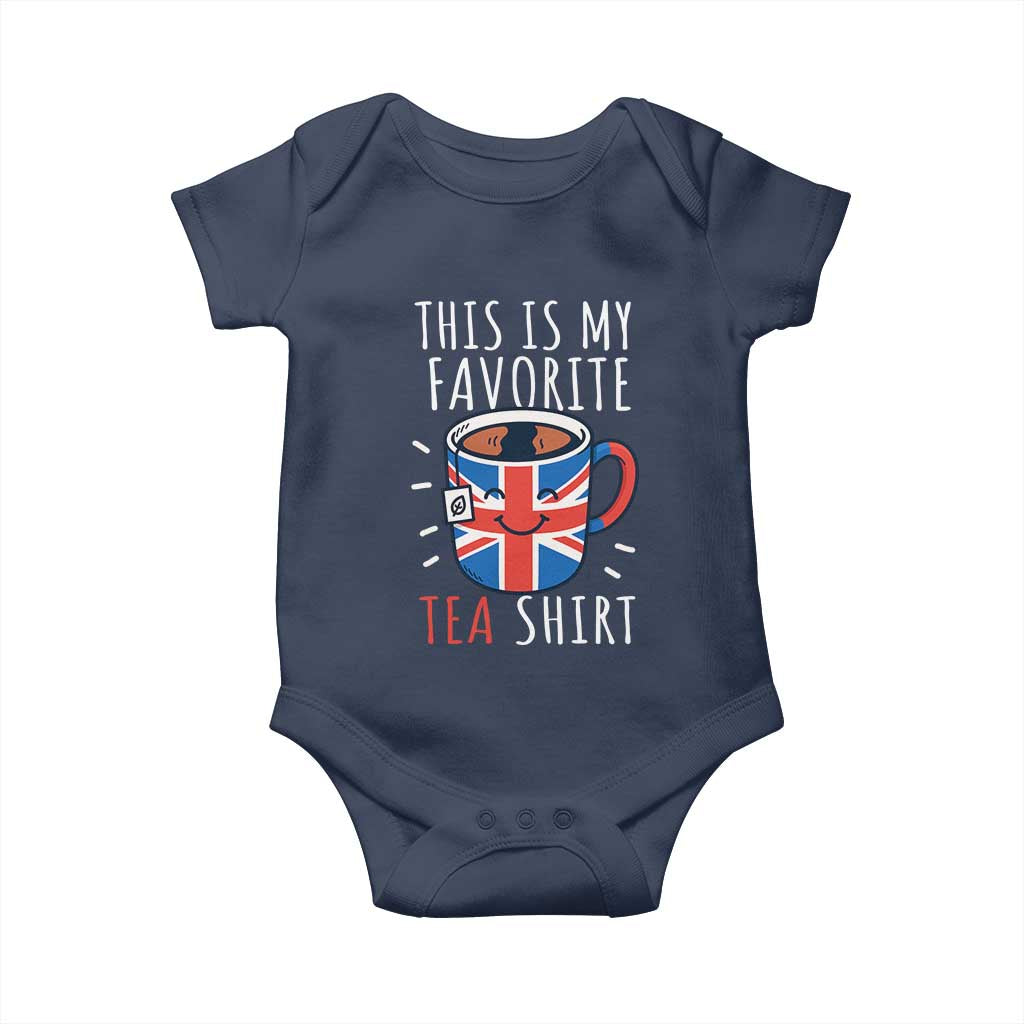 Funny Tea Lover Baby Onesie This Is My Favorite Tea Shirt Party UK Flag TS12 Navy Print Your Wear