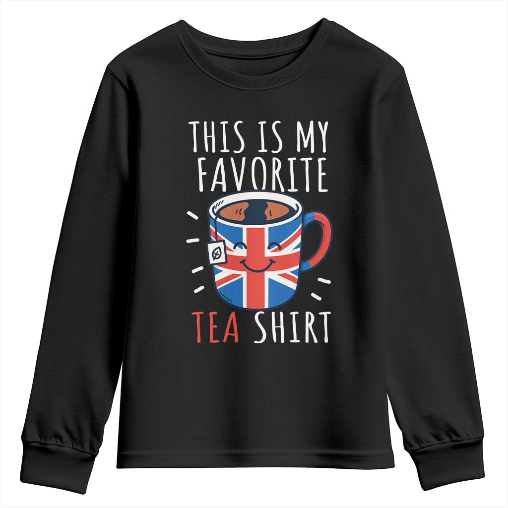 Funny Tea Lover Youth Sweatshirt This Is My Favorite Tea Shirt Party UK Flag TS12 Black Print Your Wear