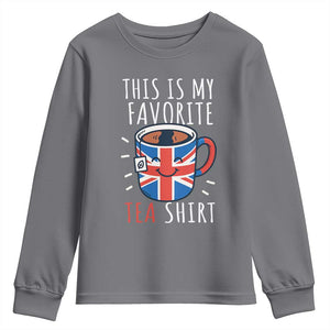 Funny Tea Lover Youth Sweatshirt This Is My Favorite Tea Shirt Party UK Flag TS12 Charcoal Print Your Wear