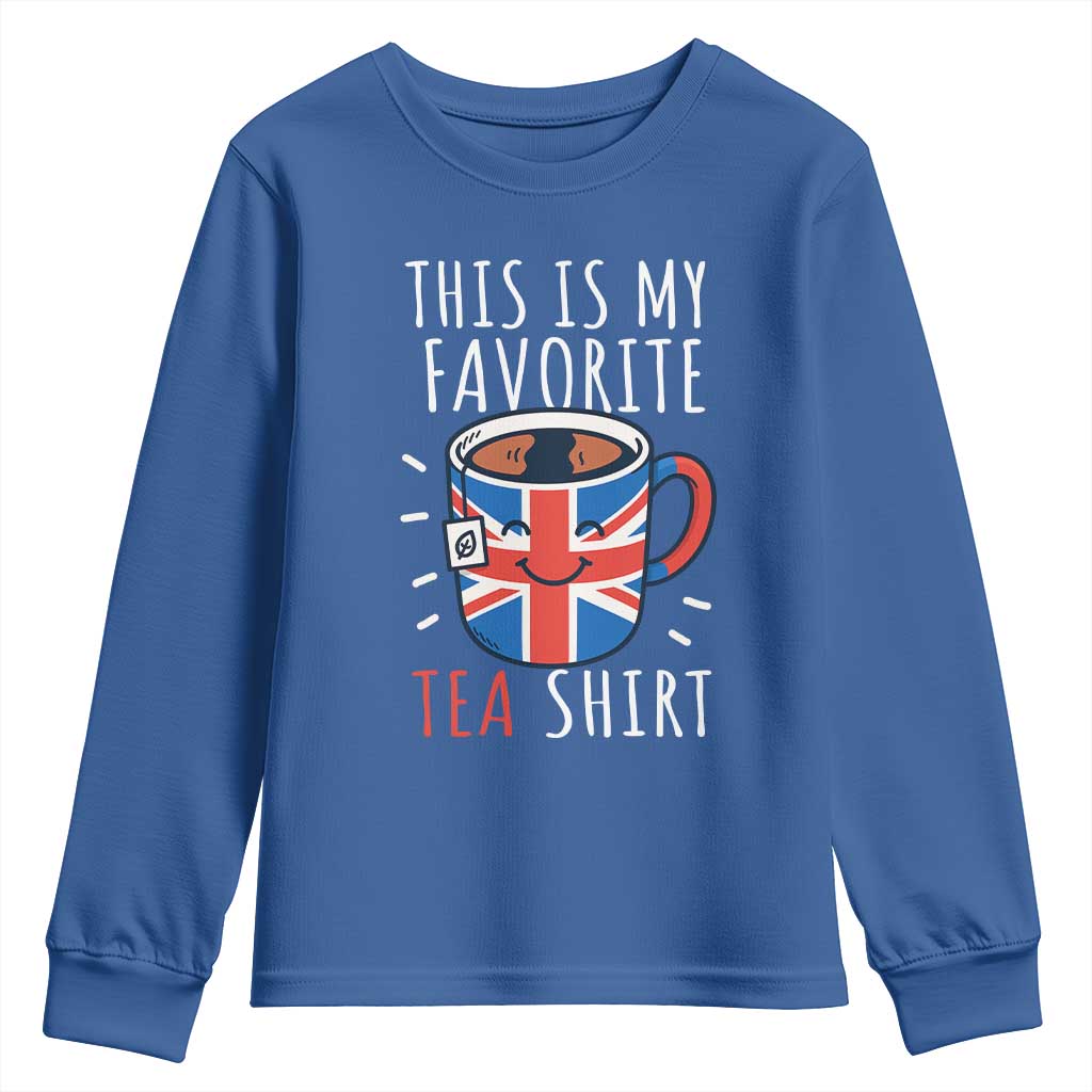 Funny Tea Lover Youth Sweatshirt This Is My Favorite Tea Shirt Party UK Flag TS12 Royal Blue Print Your Wear