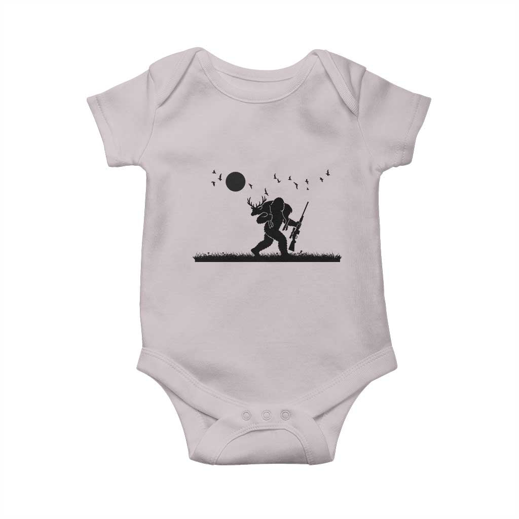Bigfoot Hunting With Rifle Baby Onesie Funny Outdoor Hunter Gift TS12 Ice Gray Print Your Wear