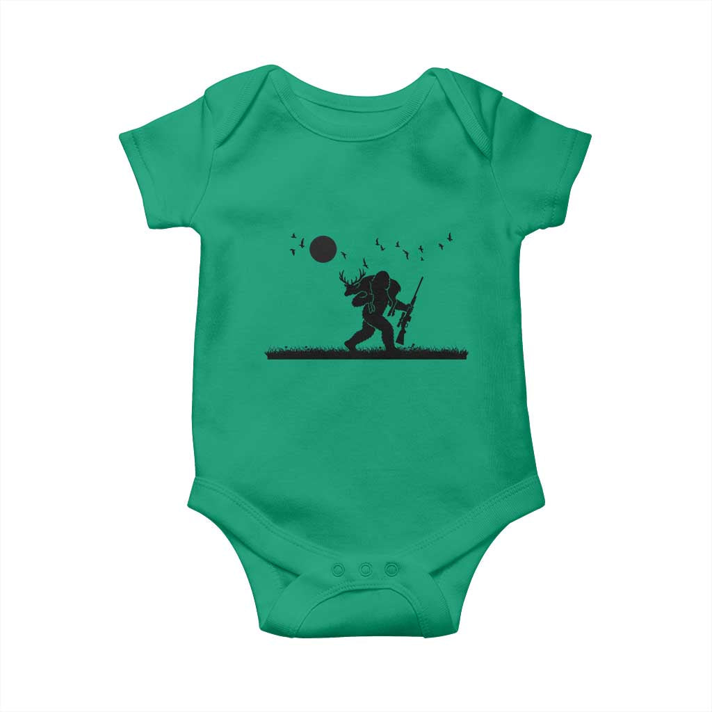 Bigfoot Hunting With Rifle Baby Onesie Funny Outdoor Hunter Gift TS12 Irish Green Print Your Wear