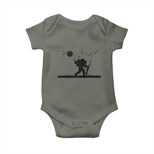 Bigfoot Hunting With Rifle Baby Onesie Funny Outdoor Hunter Gift TS12 Military Green Print Your Wear