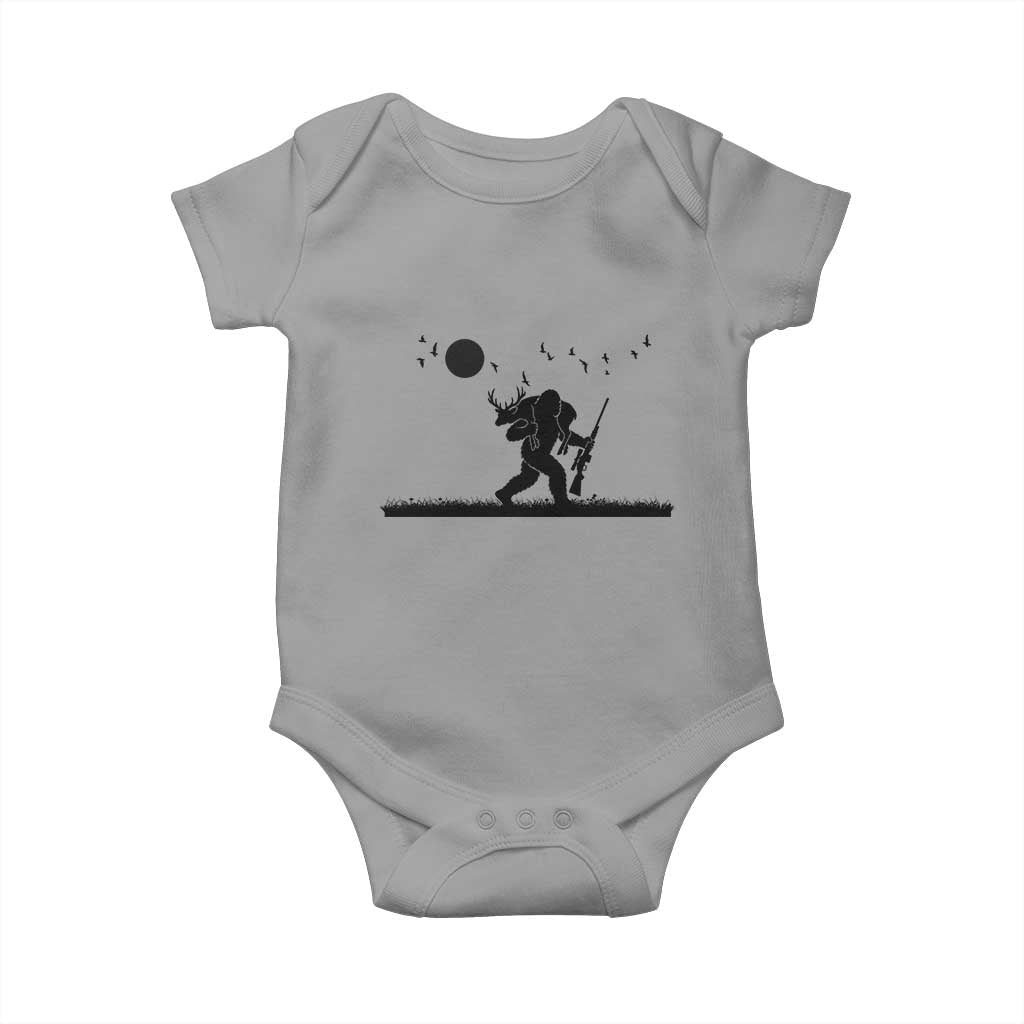 Bigfoot Hunting With Rifle Baby Onesie Funny Outdoor Hunter Gift TS12 Sport Gray Print Your Wear